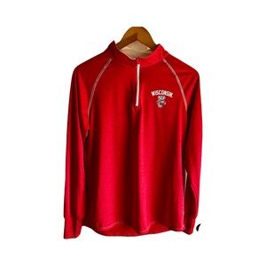 Wisconsin Badger Colosseum Women's Red Quarter Zip Henley Pullover